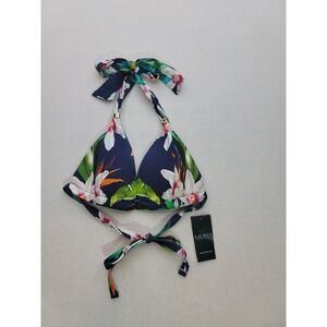 New Lauren‎ Ralph Lauren Watercolor Tropical Floral Bikini Top Padded Womens 0